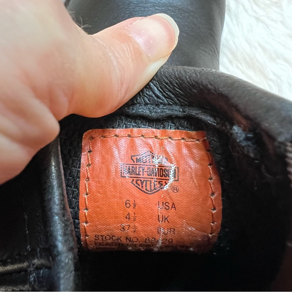 SOLD HARLEY DAVIDSON black leather riding boots size 6.5 moto buckle - Picture 10 of 11